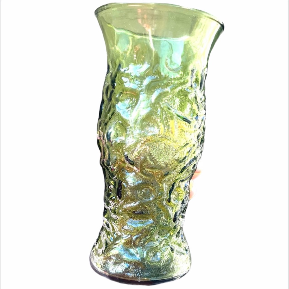 Vintage green glass vase